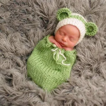 

Newborn Baby Girl Boy Crochet Cute Bear Sleeping Bag Photography Props Infant Unisex Baby Photo Shoot Studio Outfits Clothes