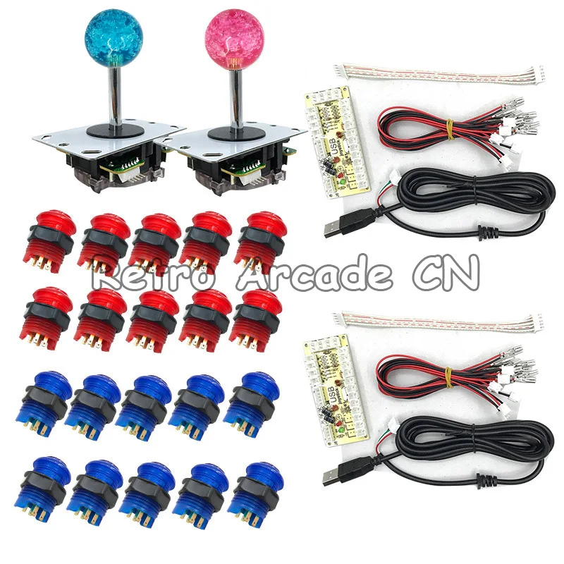 Arcade Joystick DIY Kits with 2 Player USB LED Encoder 8 Way Joystick