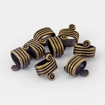 

10pcs Antique Bronze 11x7mm Swirl Slider Spacer Beads For Licorice Leather Cord Findings