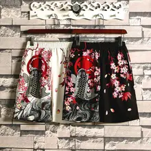 3D печатные женские и мужские модные брюки летние Персонализированные повседневное пляжное короткое брюки луч линия пояс кимоно брюки