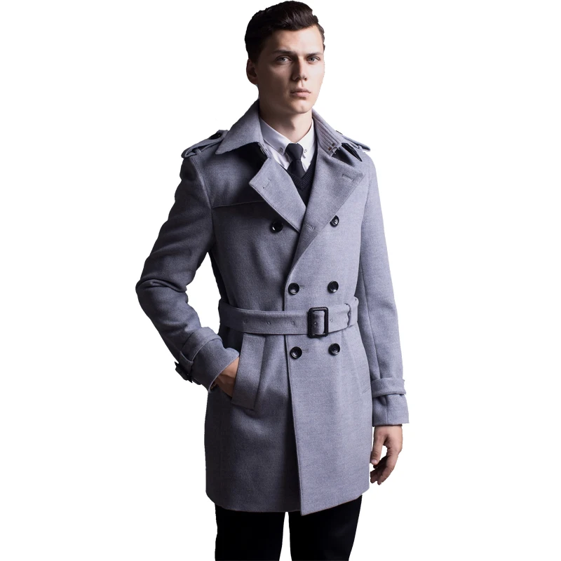 2017 New Fashion Long Cashmere Coat Men Winter Overcoat Mens Wool Thick Trench Coat Male Double