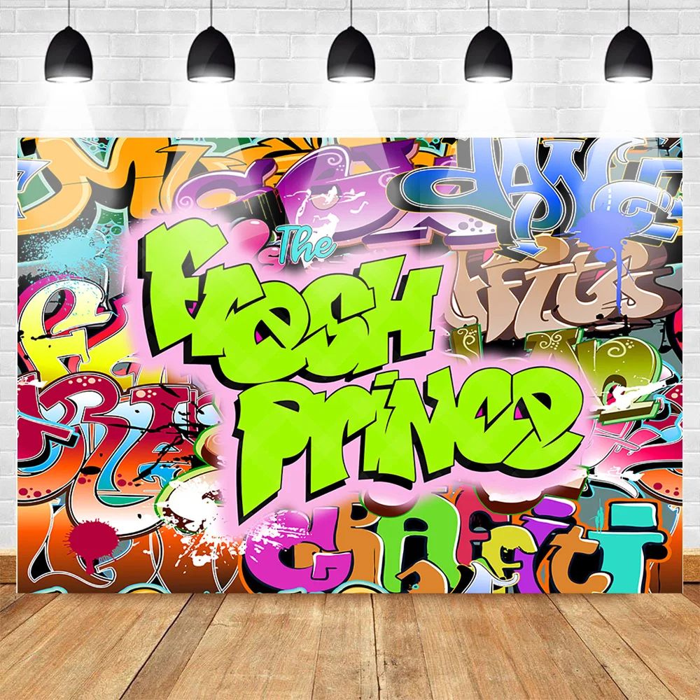 

Mehofoto The Fresh Prince Backdrop Hip Pop Graffiti Background 7x5ft Vinyl Fresh Prince Hip Pop Neon Glow Party Banner Backdrops