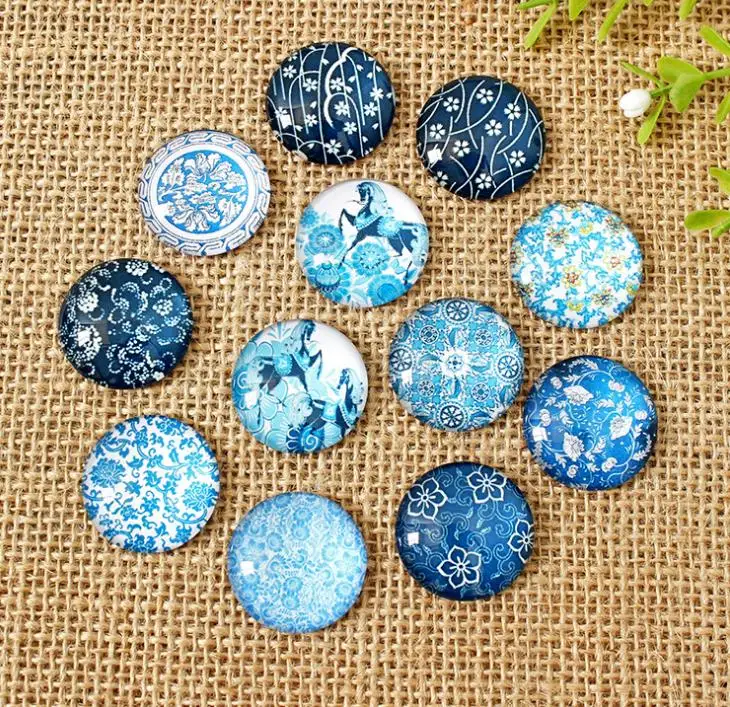 

Different Styles Mosaic Printed Picture Glass Half Round Dome Cabochons Tiles for Jewelry Making, Floral Series