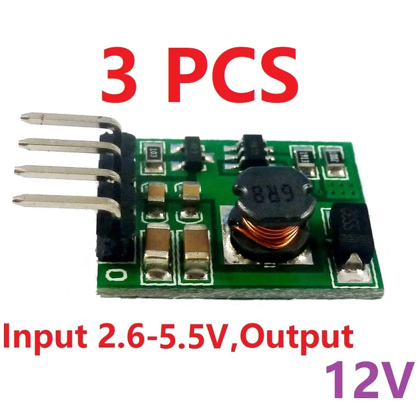 3 шт с включением вкл/выкл DC-DC 3 в 3,3 В 3,7 в 4,2 в 5 В до 5 В 6 в 9 в 12 В повышающий преобразователь регулирование напряжения питания - Цвет: 12V(with Pin)