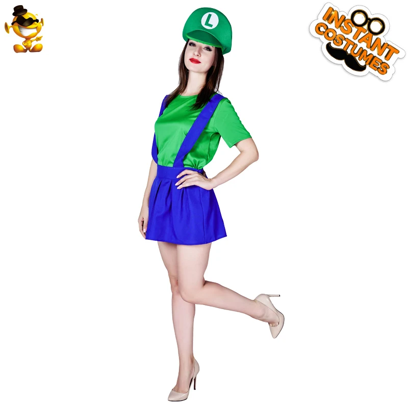 

DSPLAY Cute Luigi Girl Cosplay Party Costume Movie Roleplay Fancy Dress New Design Moscot Carnival Classic Outfits for Woman
