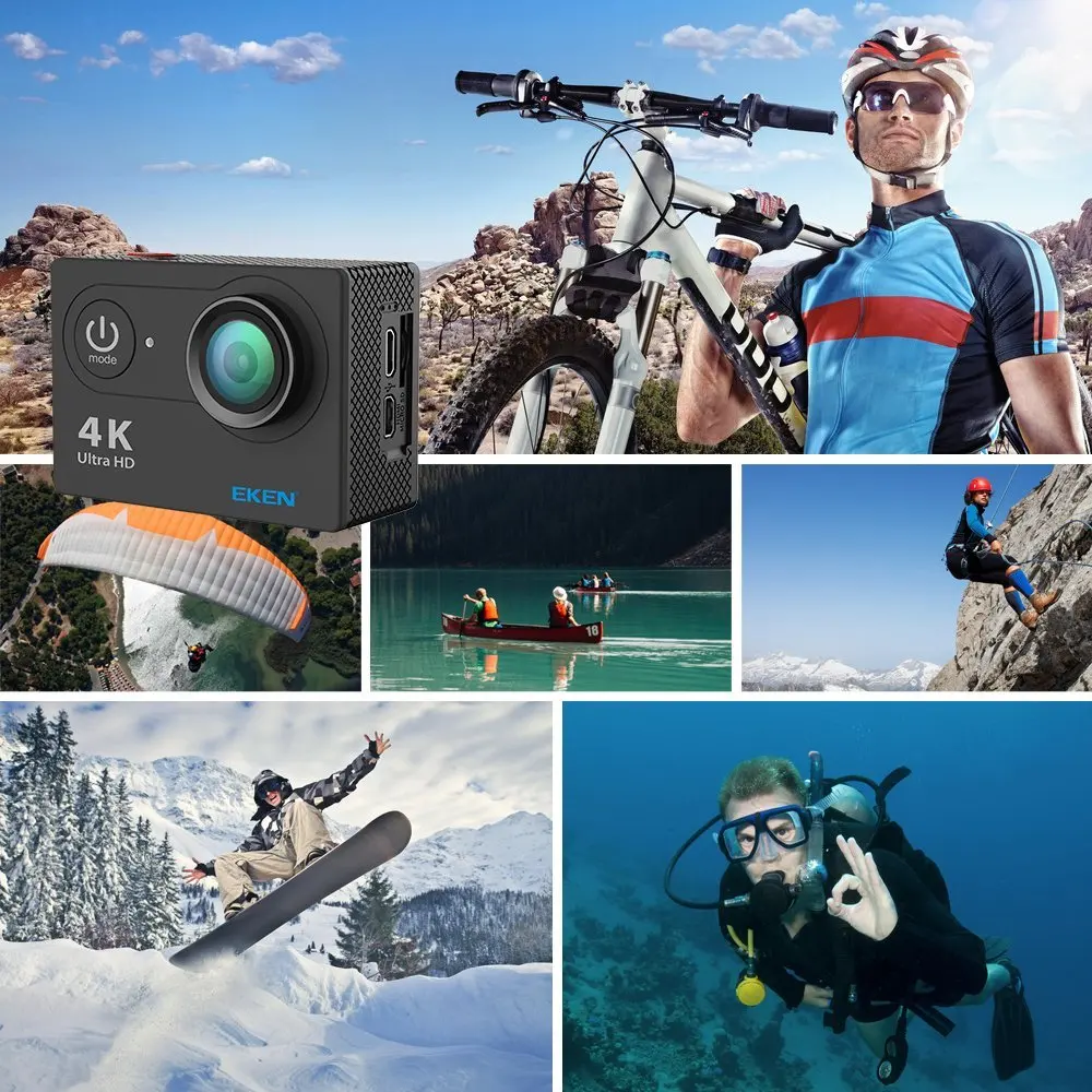 Eken H9 Экшн-камера H9R Ultra-clear 4K 25FPS WiFi 2," 170D Go подводный водонепроницаемый профессиональный шлем камера Удаленная Спортивная камера