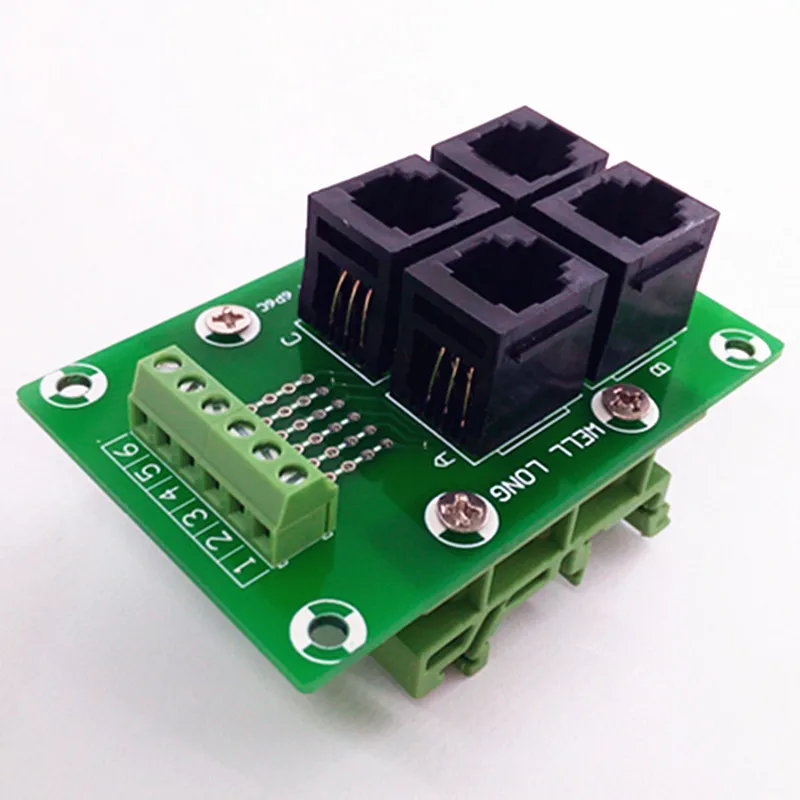 RJ11/RJ12 6P6C Jack 4-Way Buss Breakout Board, Клеммная колодка, разъем