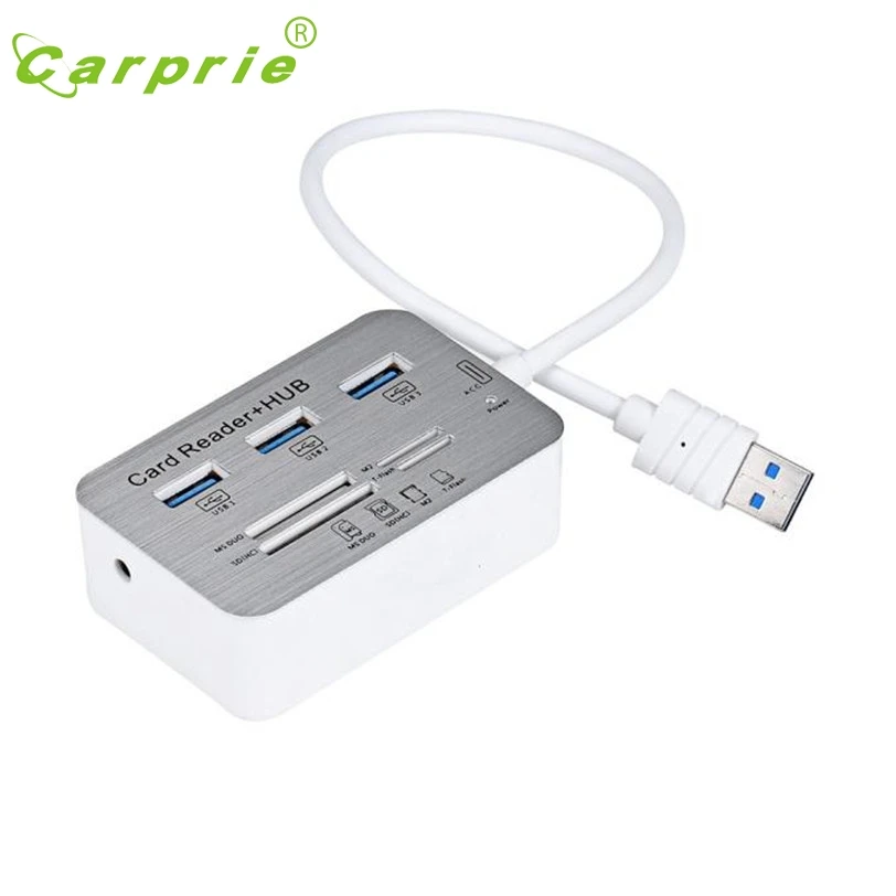 

CARPRIE MotherLander 3 Port Aluminum USB 3.0 Hub With MS SD M2 TF Multi-In-1 Card Reader Jan16