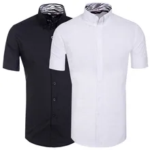 3 цвета рубашка мужская Новинка Повседневное Рубашка с короткими рукавами Slim Fit нагрудные Средства ухода за кожей Шеи И пуговицы Подпушка Синтетическое закрытие волос Рубашки для мальчиков Топы корректирующие плюс размеры M/L /xl