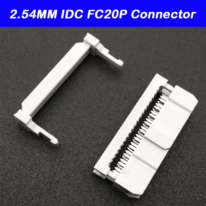 

100pcs FC-20P 2*10p IDC Socket 20 Pin Dual Row Pitch 2.54mm IDC Connector cable socket white