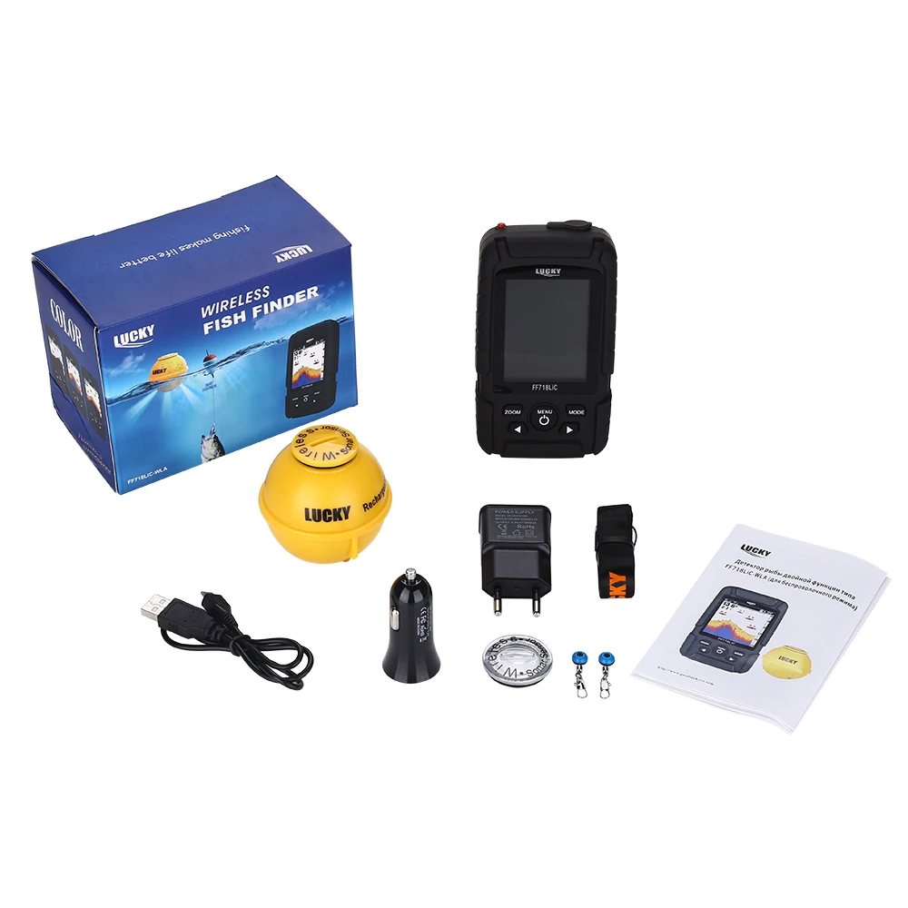 Suertudo FF718LiCD buscador de peces inalámbrico Fishfinder pesca Sonar 45 M/147 pies profundidad sirena echosonda echolot eco sondeur más profundo - 6