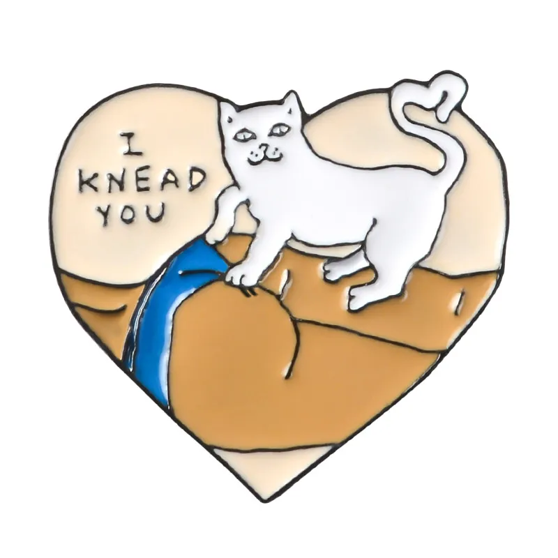 Qihe ювелирные изделия кошачьи булавки средний палец кошка сердце инопланетянин скейтборд приклад броши-кошки забавные кошачьи нагрудные булавки подарок для любимого котенка - Окраска металла: Heart cat