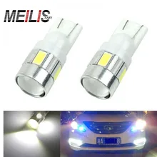 New update 4 colors T10 LED 1 PCS Auto Car Light Bulb 5730 SMD 6 LED W5W 12V Interior Parking Projector Lens Free Shipping