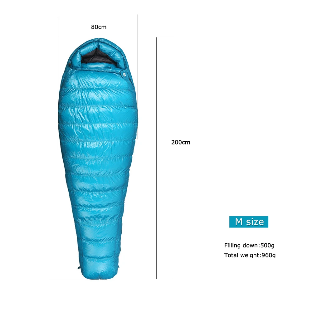 Aegismax M3 Сверхлегкий Кемпинг Мумия 95% белый гусиный пух спальный мешок 3 сезона Пешие прогулки - Цвет: M size