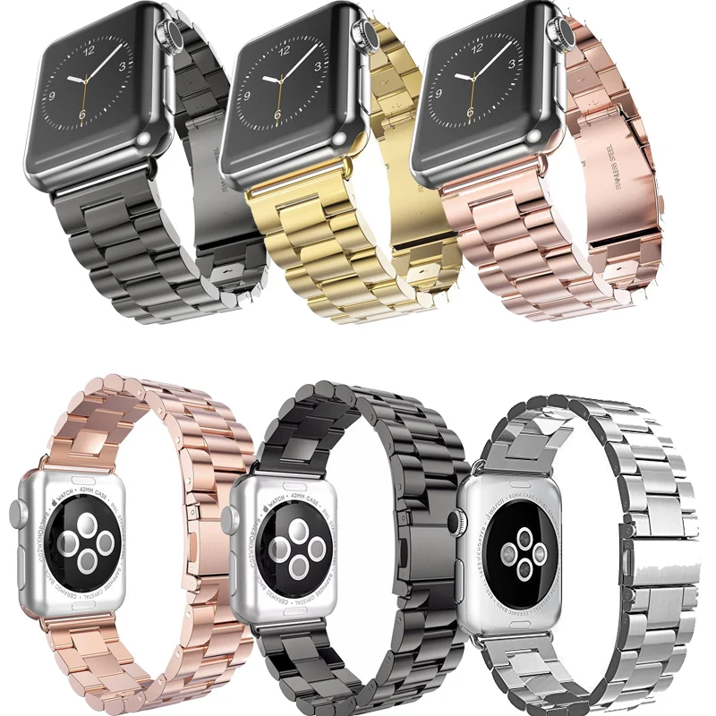 

Luxury Stainless Steel metal band Strap for apple watch 3/2/1 42 38 mm link bracelet wrist belt Watchband for iWatch Accessories