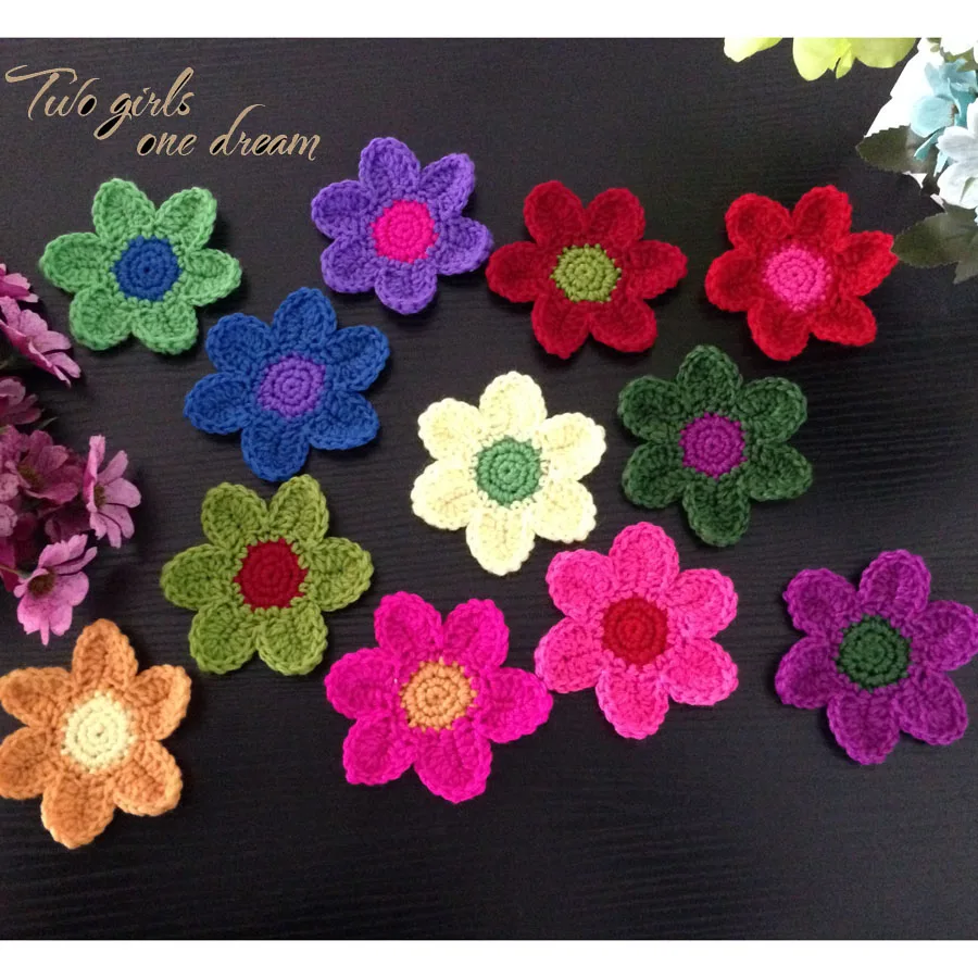 

Decoration Coasters Handmade Crochet Cup Pad Multicolor Flower Wool Doilies Round Table Mat 10cm For Wedding Gift 30pcs/lot