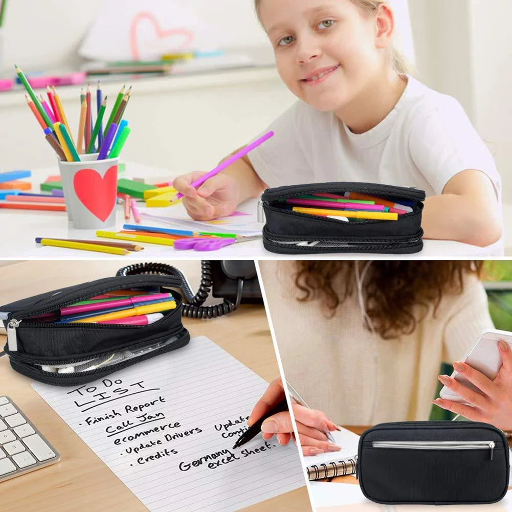 HOT SALES Big Capacity Student Pencil Pen Stationery Holder Zipper Storage Bag Organizer Waterproof pencils bags | Дом и сад