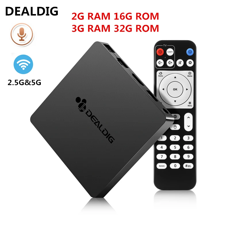 DEALDIG BOXD7 Android 7 1 6K tv Box Голосовое управление четырехъядерный 2 Гб ОЗУ 16 ПЗУ 4G/5 8G