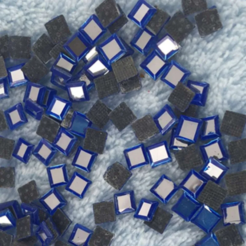 100pcs4*4 мм зеркальные синие Квадратные бусины с плоской задней поверхностью