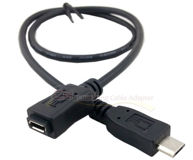 50cm Full Pin Connected Micro USB 2.0 type 5Pin Male to Female Cable