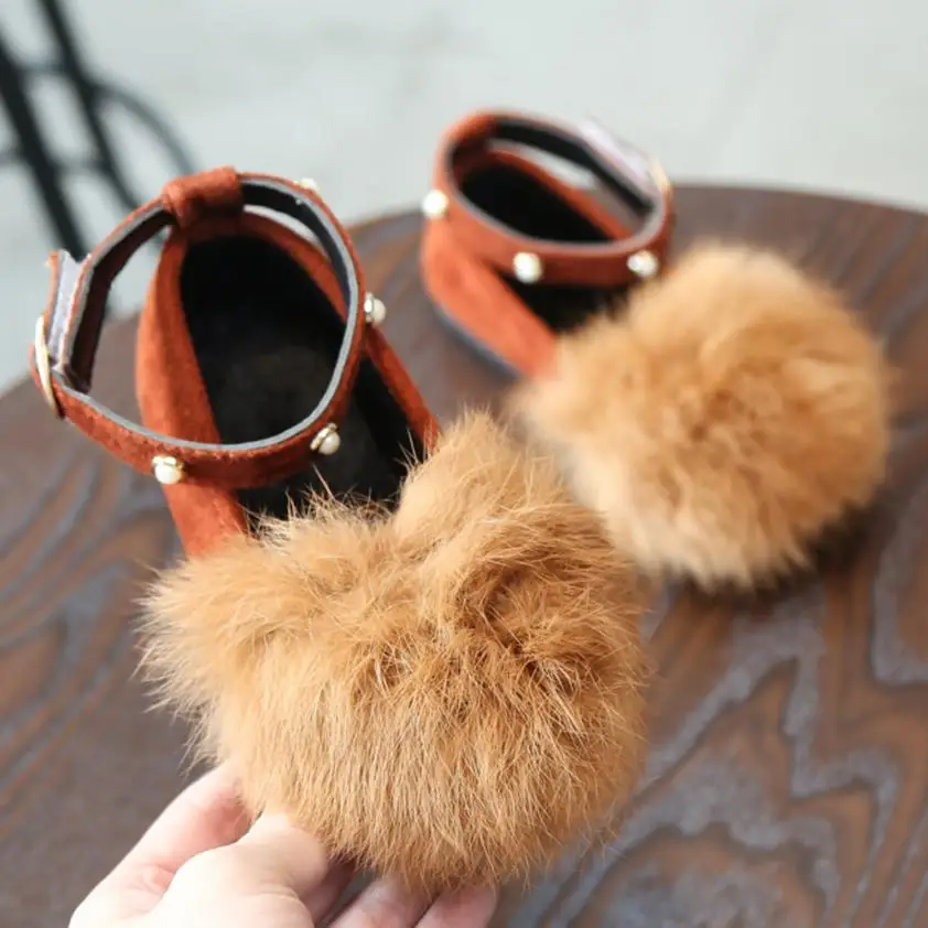 

2017 Cute Toddler Bow Baby Girls Plush Soft Sole Non-slip Warm Velvet Snow Shoes NO6