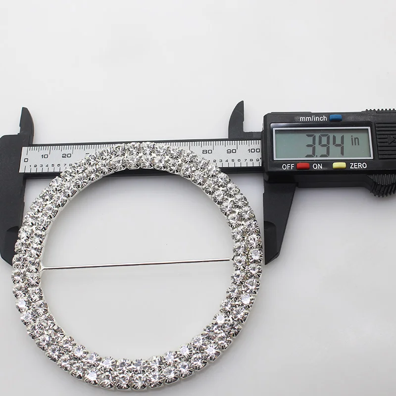  Shining 10cm Huge Silver Double row rhinestone Buckles invitation card Wedding Ribbon Slider DIY Ha - 33007722383