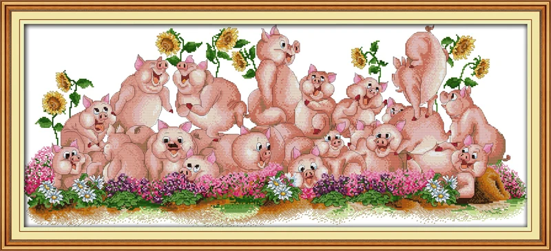 Набор для вышивки крестиком Song of pig 18 карат 14 11 печать на холсте вышивка сделай сам