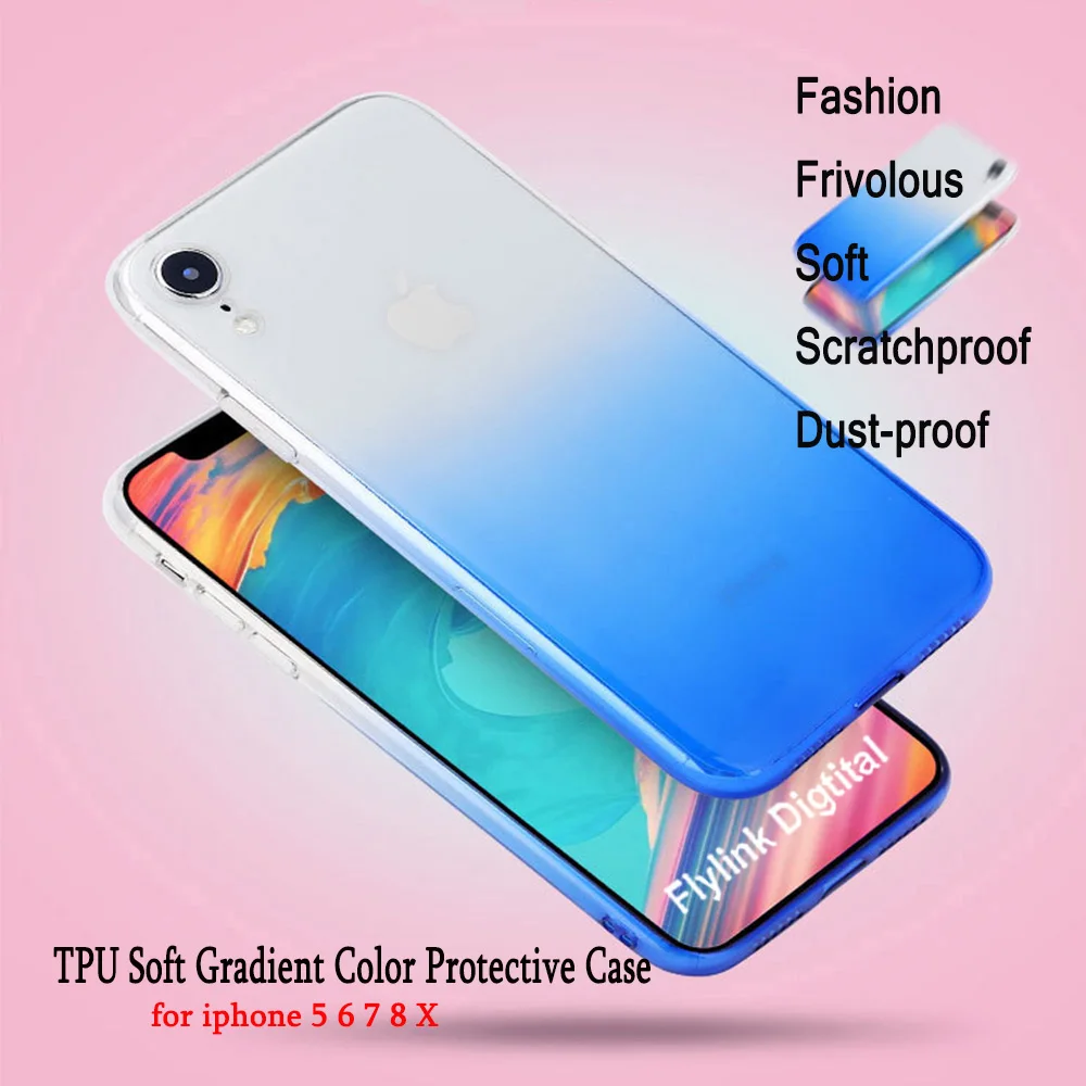 

Ultra Thin Soft TPU Case For iPhone 5 6 7 8 Transparent Color Silicone Full Protect Rubber For iPhone 5 6 s 7 8 Plus X se Cases