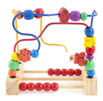 

Wooden Puzzles Baby Toddler Educational Toys Circle Bead Wire Butterfly Flower Blocks Coaster Maze Game Birthday Gift