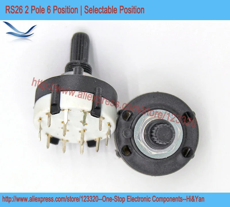 5pcs/lot RS26 2P6T Band Switch Band Channel Rotary Selector Switch 2