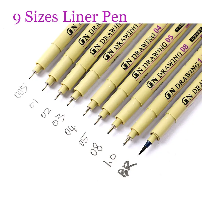 

Black sakura Fineliner Pen Waterproof Pigment Brush Marker005 01 02 03 04 05 08 1.0 Brush For Manga Anim Art Supplies Stationery