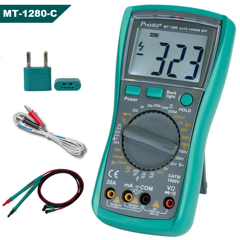 Pro'skit MT-1280-C мультиметр 3 5/6 цифр, 5999 отсчетов цифровой мультиметр AC DC Напряжение текущей температуры метр тестер