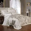 Sliver Gold Luxury Silk Satin Jacquard duvet cover bedding set queen king size Embroidery bed set bed sheet/Fitted sheet set ► Photo 1/2
