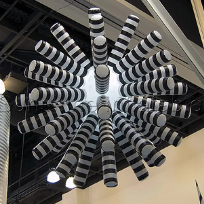 

Led light blinking party decoration balloon inflatable star with white and black stripes hanging led lighting decoration