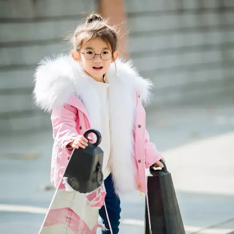 Зимнее пальто для девочек куртка с отстегивающейся подкладкой из искусственного лисьего меха Верхняя одежда для детей ясельного возраста утепленная одежда для маленьких девочек и мальчиков, IY334 - Цвет: Белый