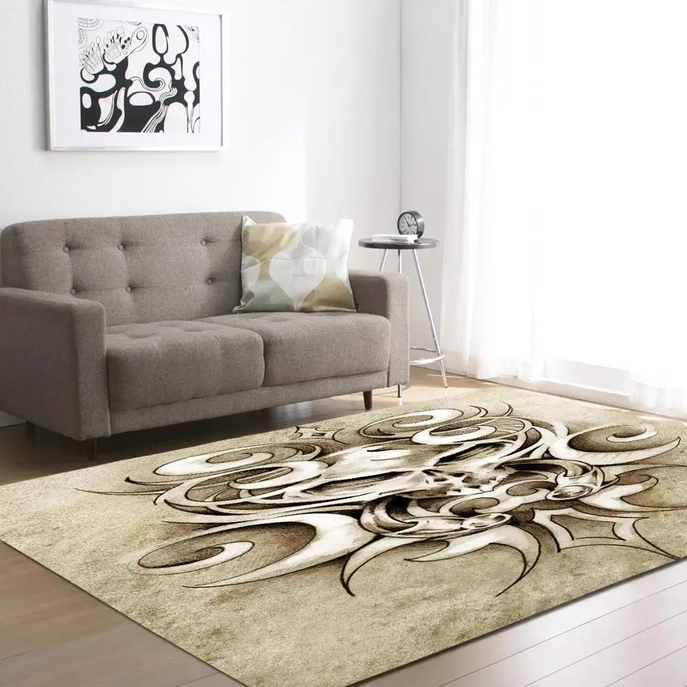 Delicate Creative Skull Soft Carpets For Living Room Bedroom Study Room Fashion Luxury Rug Househol