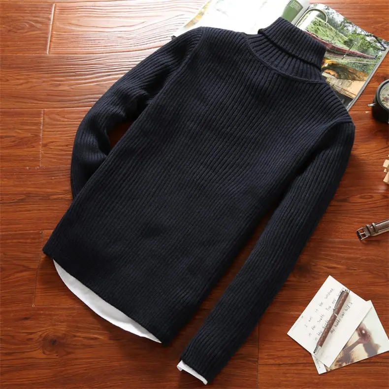 Heavy-Knit Sweater Men Pullover Thick Warm Turtleneck Sweater Thermal Underwear Wool Male Knitwear High Neck Plus size 4XL Brand 17