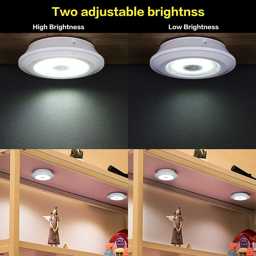 La rondelle de LED d'épi de lumière de coffret de LED Dimmable à piles allume des lumières de placards avec à télécommande pour la salle de bains de garde-robe