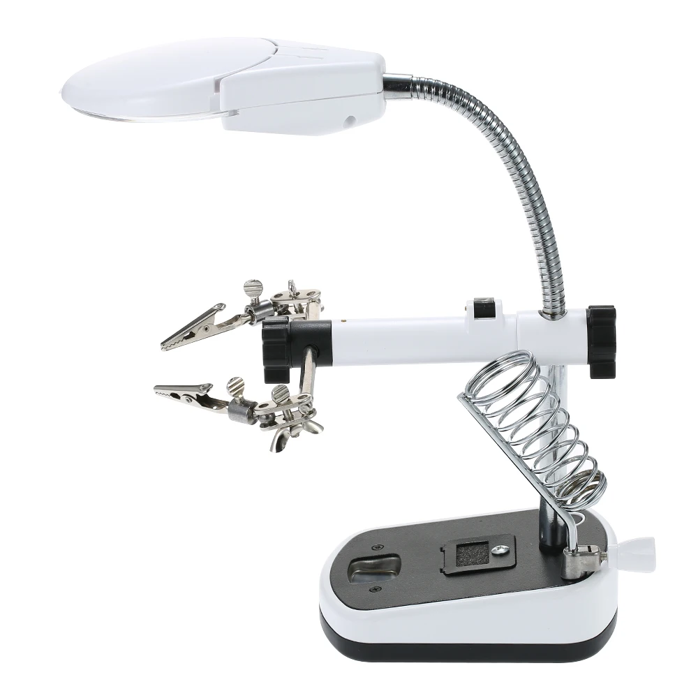 

3.5X 10X LED Light Magnifier Soldering Helping Hand Auxiliary Clamp Alligator Clip Stand for Welding Solder RC Parts Tools