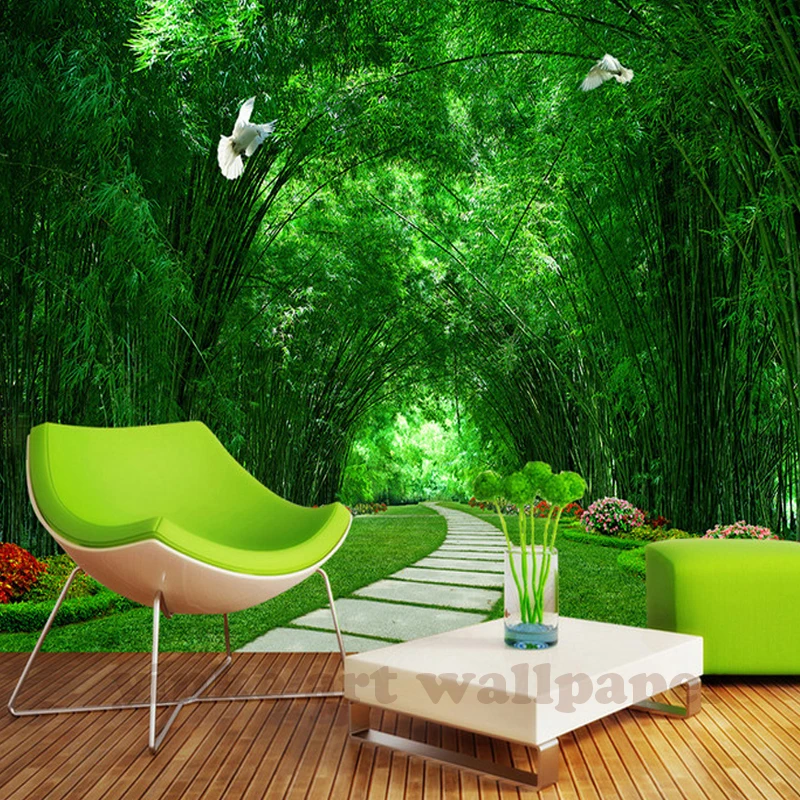 Custom Photo Wallpaper Bamboo Forest Art Wall Painting Living Room TV Background