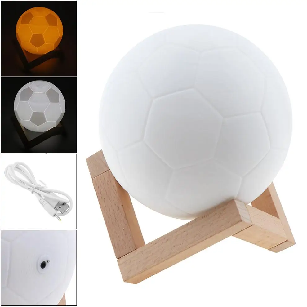 

Rechargeable 3D Print Football Lamp with 2 Color Change Touch Switch Support Long Press The Switch to Adjust The Brightness