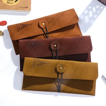 

Vintage Elegant Paries Eiffel Tower PU Leather Pen Bag / Pencil Case Office Stationery Pencil Bag 10PCS