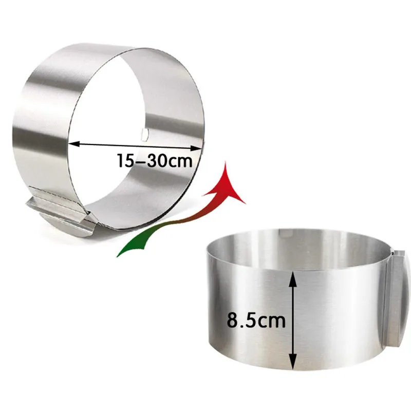 

1Pcs Retractable Stainless Steel Circle Mousse Ring Baking Tool Set Cake Mould Mold Size Adjustable Bakeware 15-30cm 6-12inch