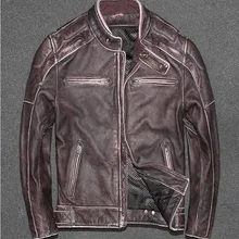 Винтажное итальянское зимнее модное мужское мотоциклетное пальто из натуральной коровьей кожи коричневого цвета размера плюс xxxxxl 2xl 3xl 4xl 5xl