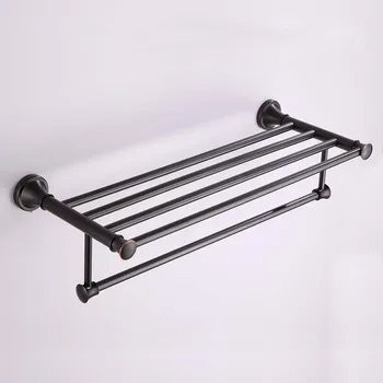 

Bathroom Shelves High Quality Wall Mounted Black Towel Rack Holder Hanger Bath Towel Clothes Storage Shelf Shengweisi G