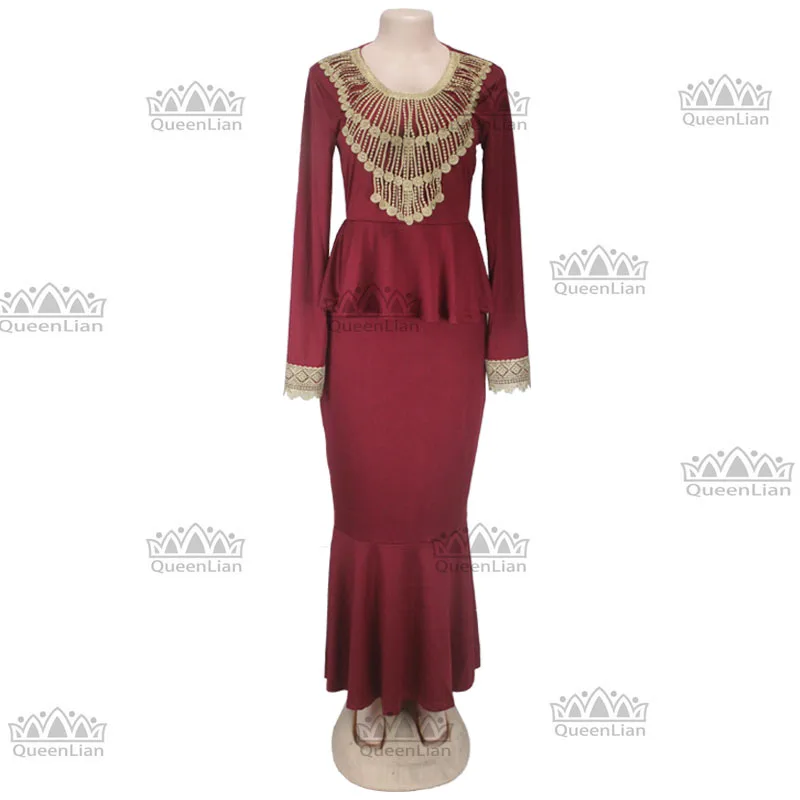 Африканская вышивка дизайн длинное платье большой эластичный Дашики для леди GL03