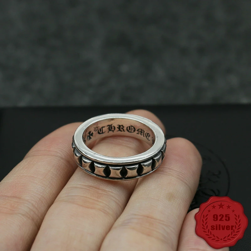 

925 sterling silver ring fashion personality retro street dance punk wind engraving square surround 2018 new hot sale rings