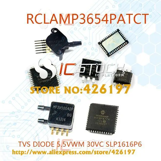 RCLAMP3654PATCT Pack of 10 TVS DIODE 5.5V 30V SLP1616P6