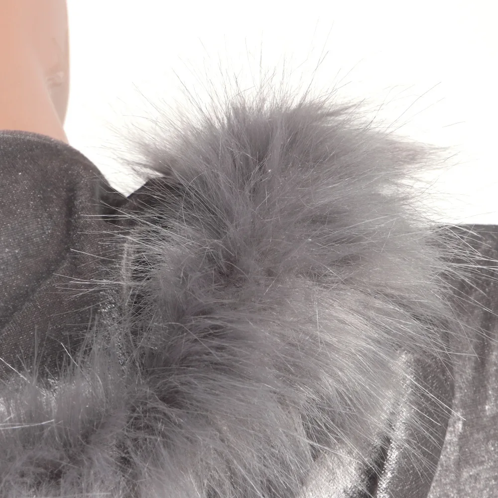 Женский бархатный комплект из двух предметов, шапка из искусственного меха, с блестками, длинный рукав, карманы, толстовки с капюшоном, штаны, спортивный костюм, Клубная одежда размера плюс XL