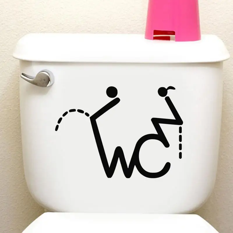 1pc Bathroom Wall Sticker Funny Creative WC Toilet Door Stickers